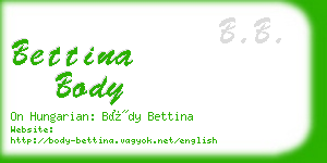 bettina body business card